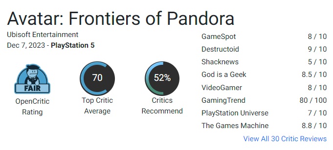 Ett vackert spel med banalt gameplay: kritikerna har haft ett blandat mottagande av Ubisofts Avatar: Frontiers of Pandora-3