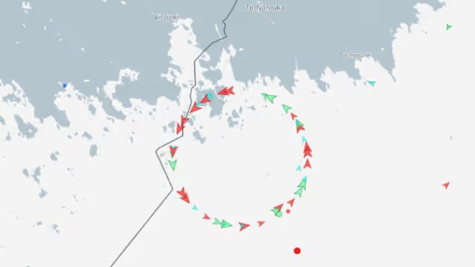 Misslyckande att identifiera platsen för fartygspassagen genom rysk elektronisk krigföring.