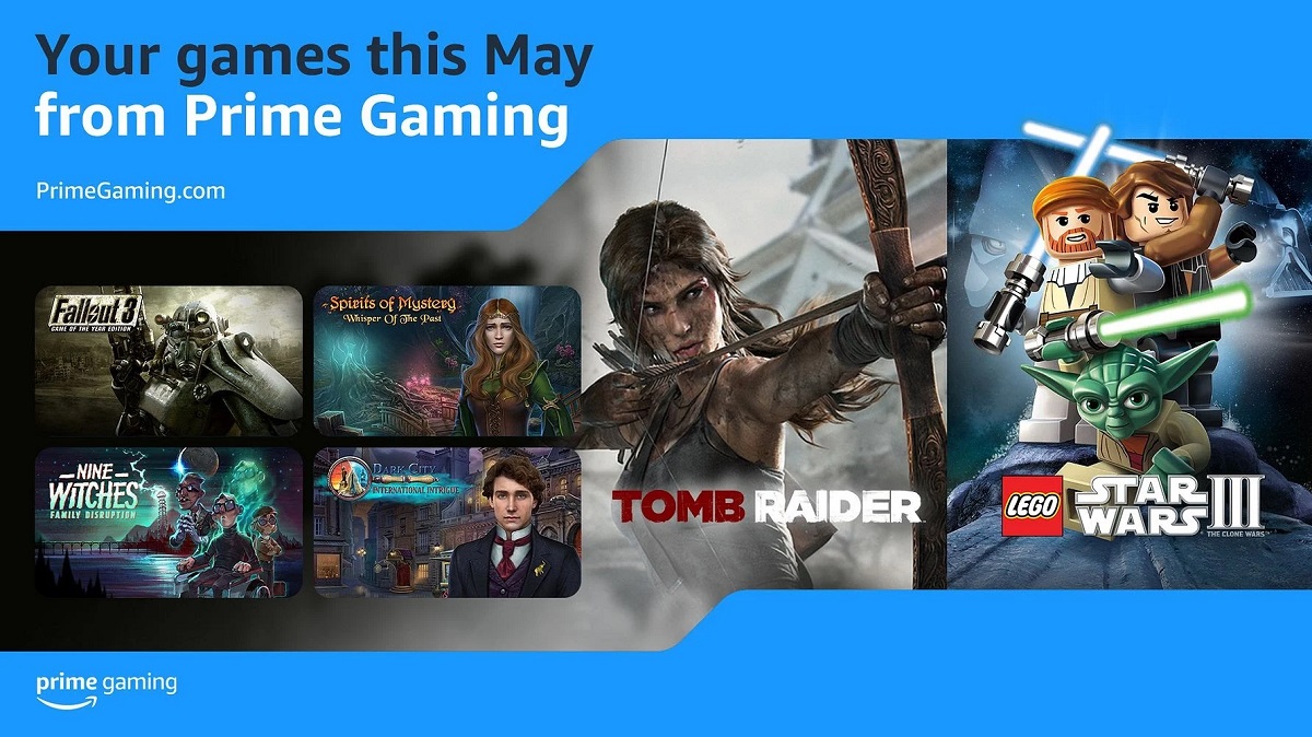 Fullständiga utgåvor av Tomb Raider (2013) och Fallout 3 var huvudnumren i maj månads utbud av gratisspel för Amazon Prime Gaming-prenumeranter