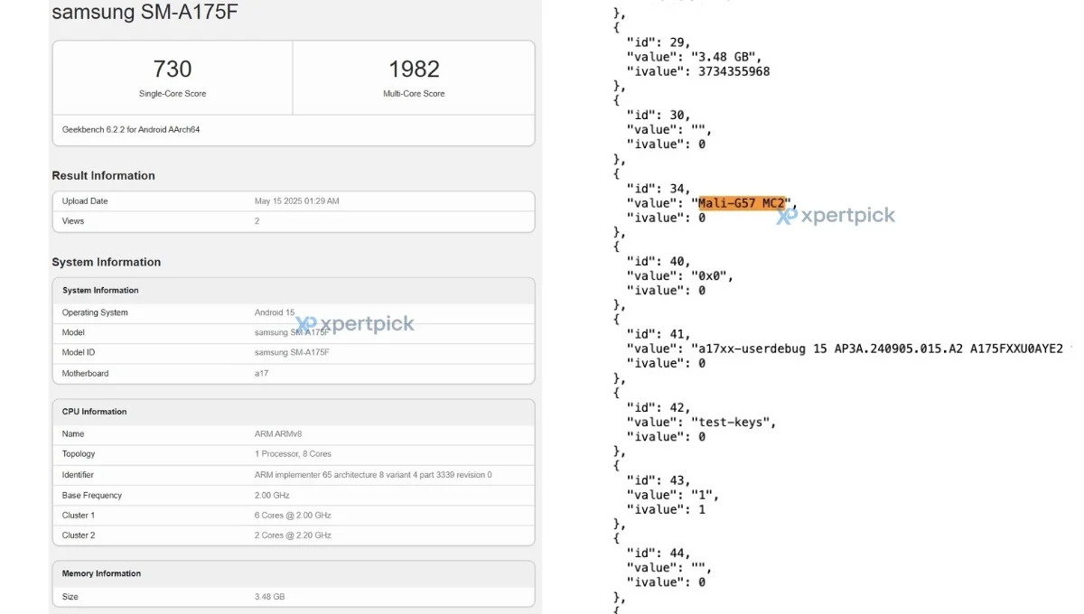 Samsung Galaxy A17 (4G) med MediaTek Helio G99 processor