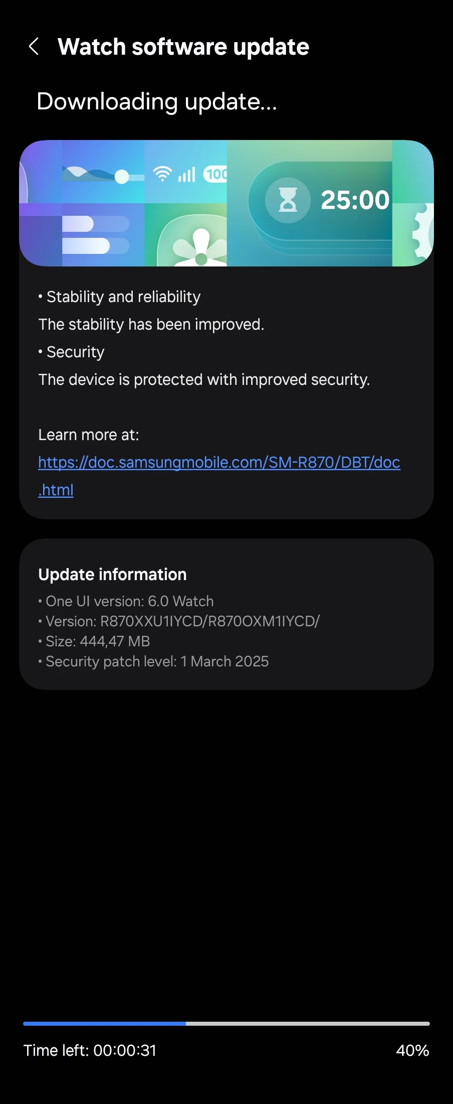 Samsung Galaxy Watch 4 mars 2025 säkerhetsuppdatering Europa