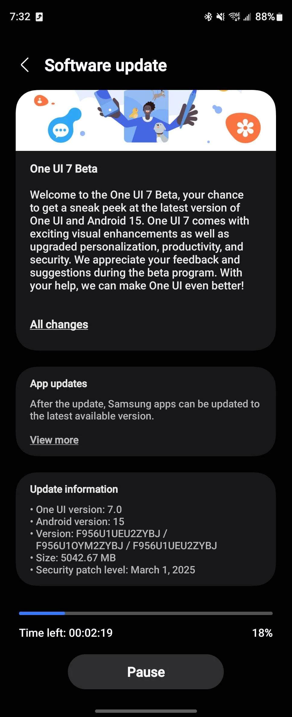 Samsung Galaxy Z Fold 6 One UI 7 Beta Update Bild 1
