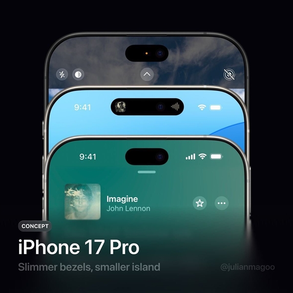 En konceptbild av den nya Dynamic Island i iPhone 17 Pro