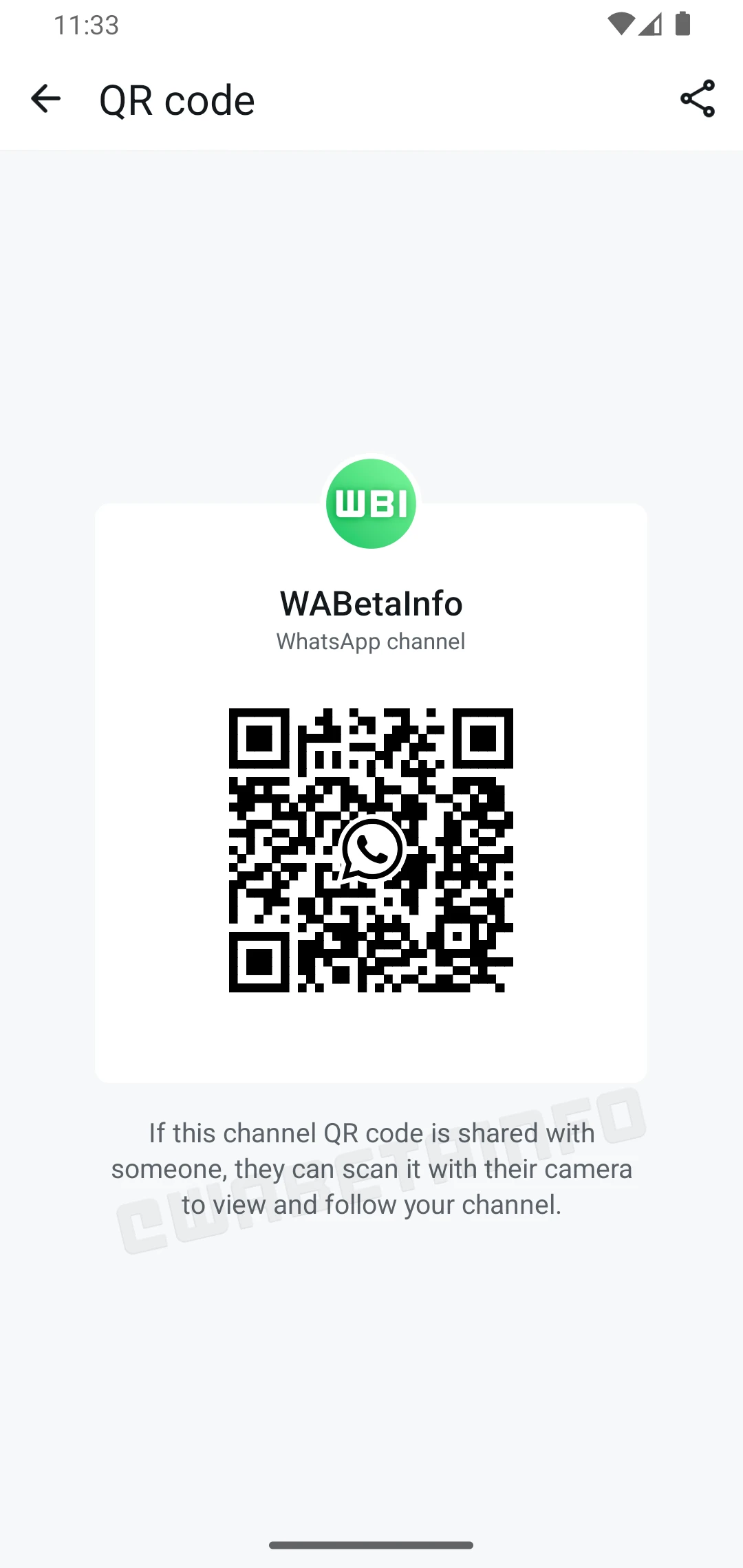 Скриншот бета-приложения WhatsApp с функцией QR-кода