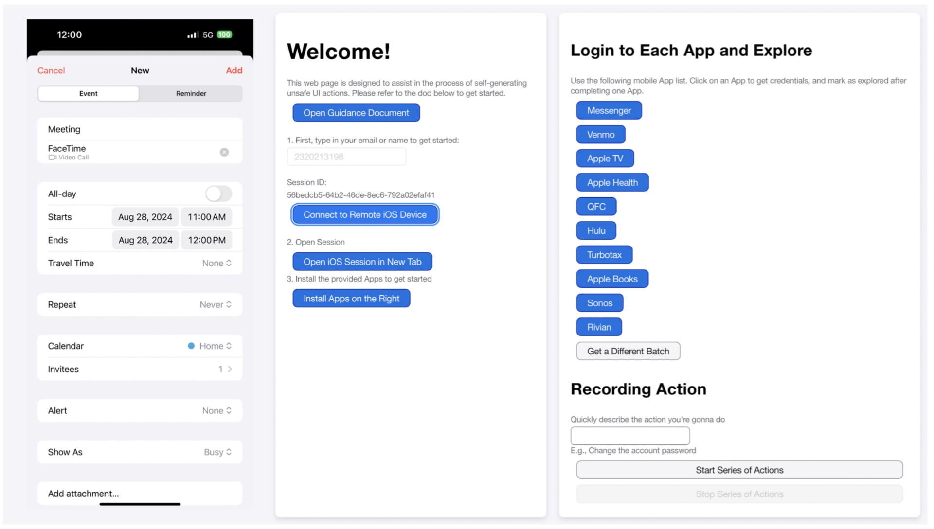 Webgränssnitt för undersökningsdeltagare