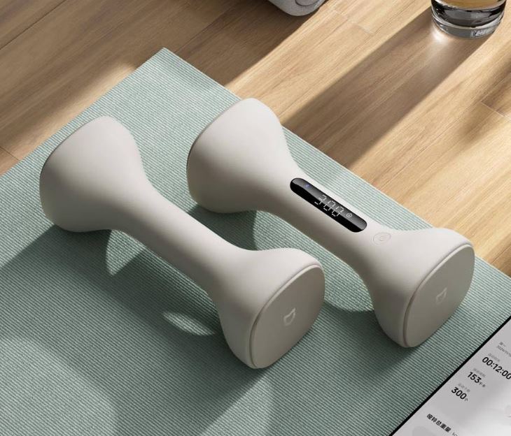 Mijia Smart Dumbbells med svart band och strömknapp