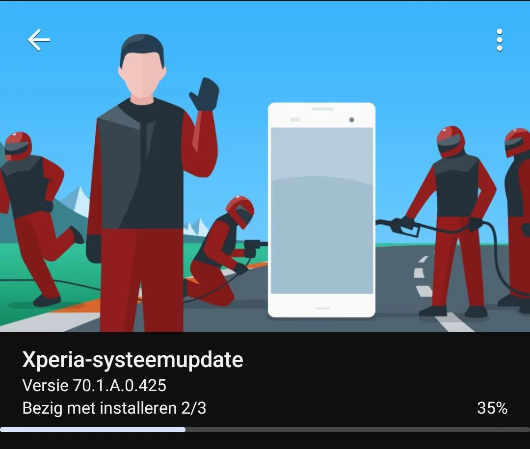 Android 15 uppdateringsmeddelande på Xperia 10 VI smartphone